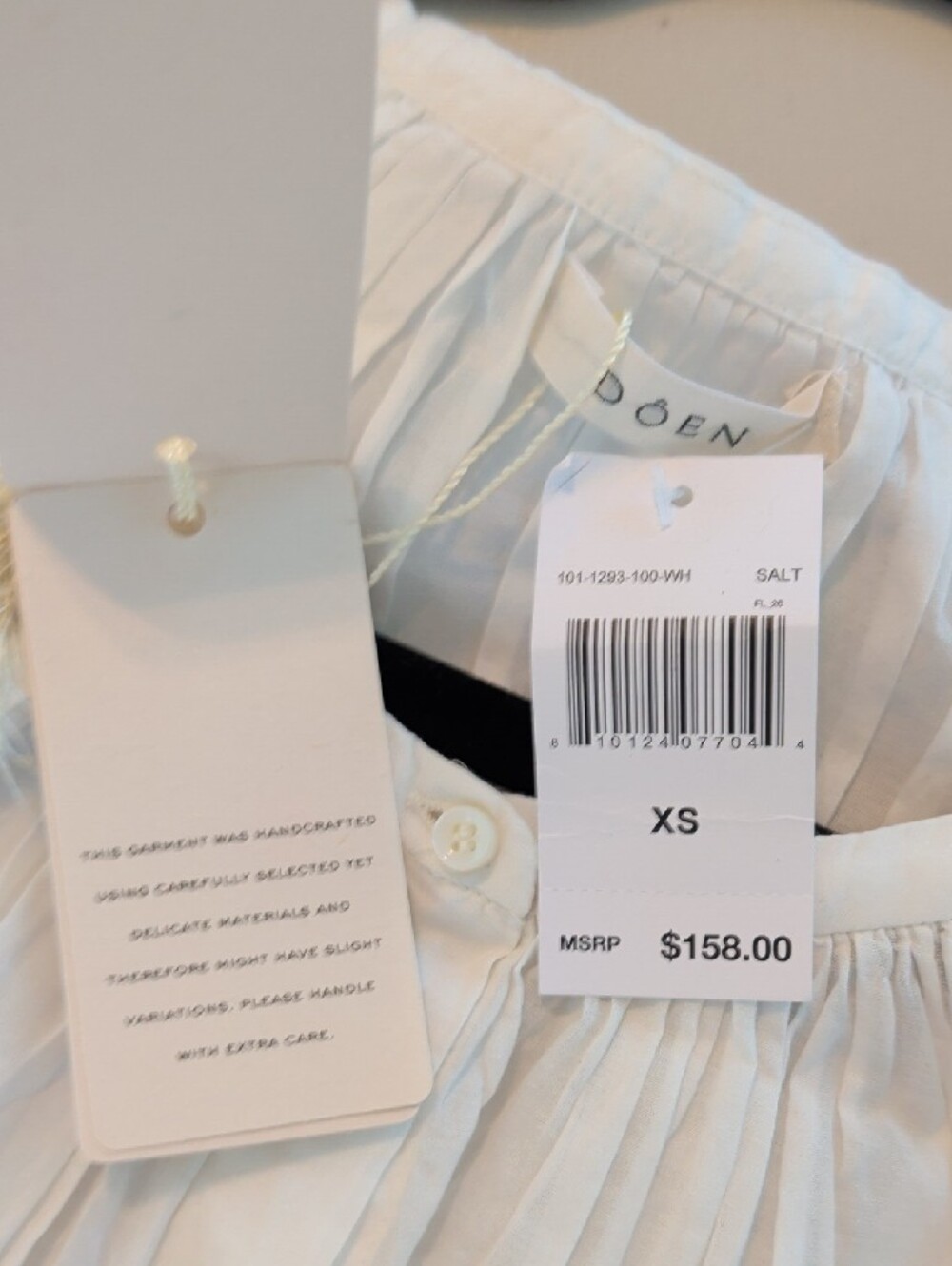 NWT Doen White Peasant Blouse Women's Button-Front Top - Picture 6 of 7